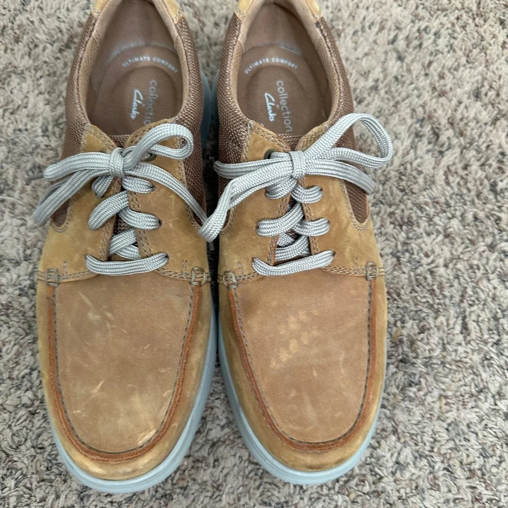 Clarks Collection Mens 12 M Tan Nubuck Mesh Moc Toe Boat Shoes 261486517110